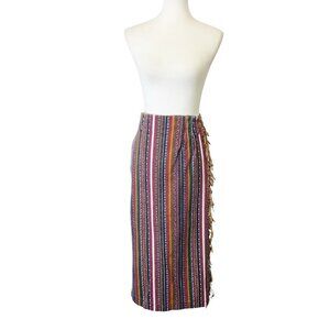 Vintage Stone Gear Fringe Midi Skirt Women’s Size 9 Small Southwest